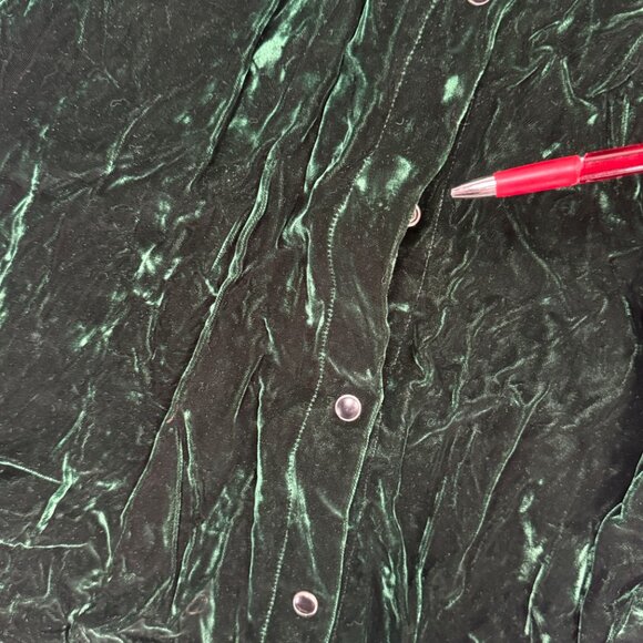 Vintage Norma Kamali Button Down Shirt Green Velvet Long Sleeves Size S Small - Picture 7 of 14